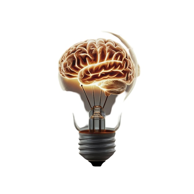 Depiction of human brain or intellect as lightbulb