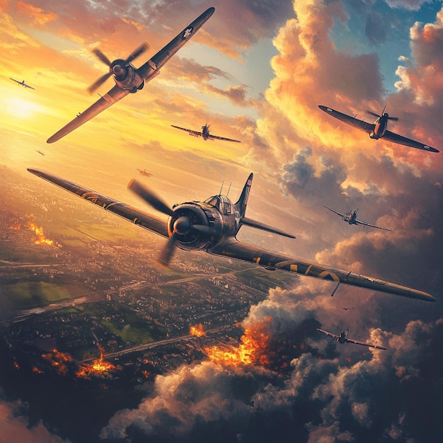 A depiction of key moments in the development of military aviation