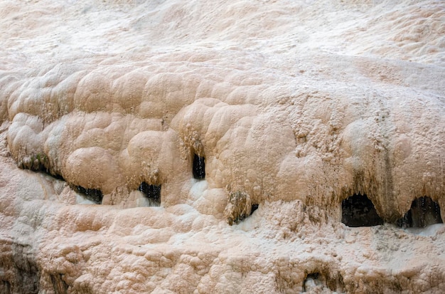 The deposition of calcium The output of mineral water to the surface