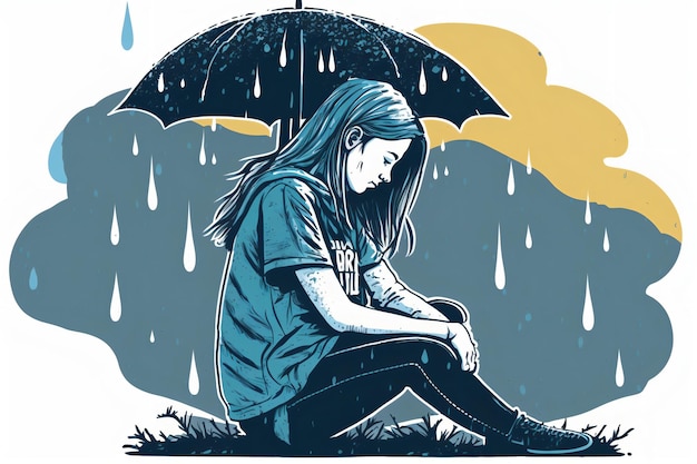 Depressed teenager illustration