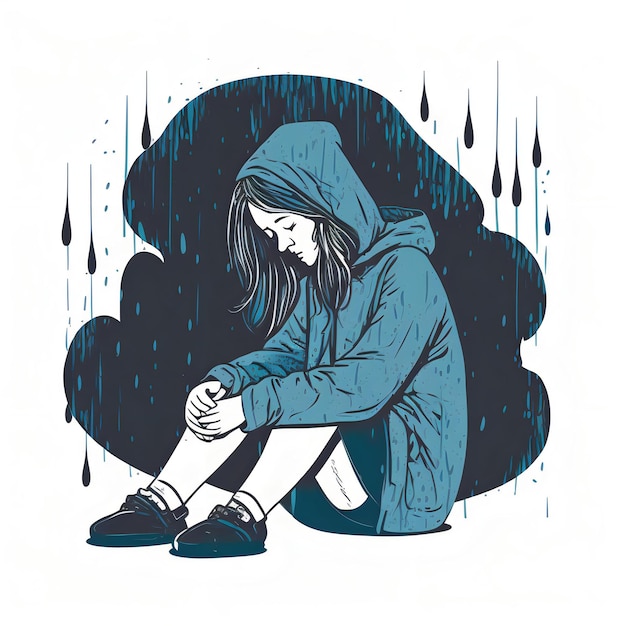 Photo depressed teenager illustration