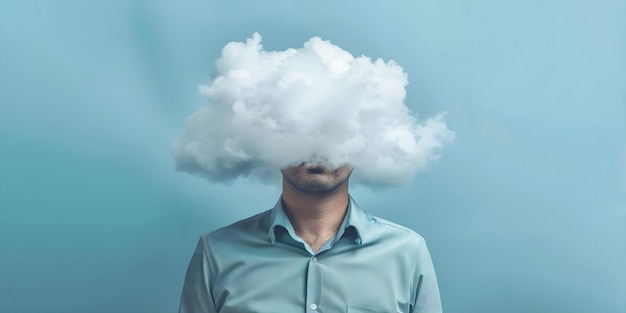 Depression and fatigue at work symbolized by a cloud over man39s head Concept Mental Health Workplace Stress Emotional Wellbeing Coping Mechanisms