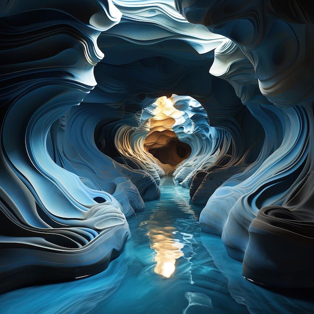 The depth in the cave is blue Created by ai generated