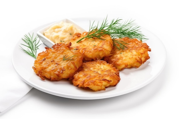 Deruny Potato Pancakes Dish On White Background Ukrainian National Food Generative AI