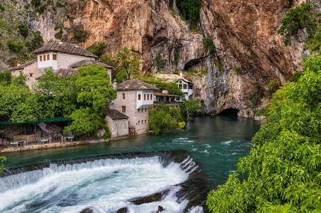 Dervish monastery or tekke at the Buna River spring in the town of Blagaj, Bosnia and Herzegovina