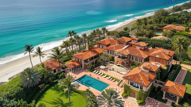 Describe the exclusive amenities and services offered to residents of the beachside mansion