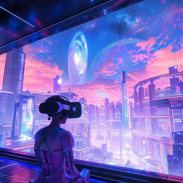 Describe the virtual reality entertainment hubs where users can live out fantasies