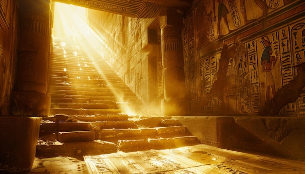 Description Ultrasharp photograph capturing the grandeur of an Egyptian Temple passage featuring