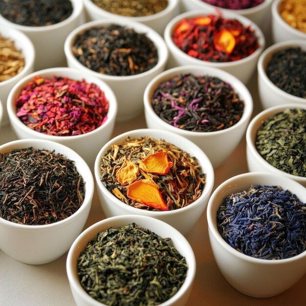 Photo description a variety of teas offered including traditional blends herbal infusions and specialty te