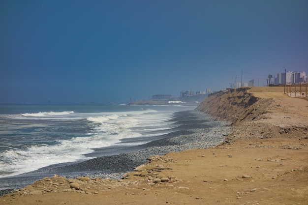 Desert area on the ocean coast in Lima Peru