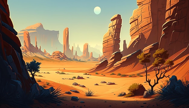 desert background environment for a mobile battle game scene