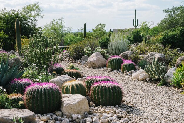 Photo desert blooms cactus garden oasis