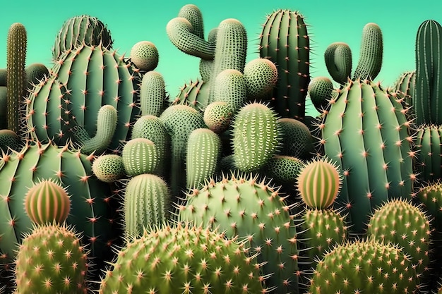 Desert Cacti Cactus blossom and Saguaros Neural network AI generated