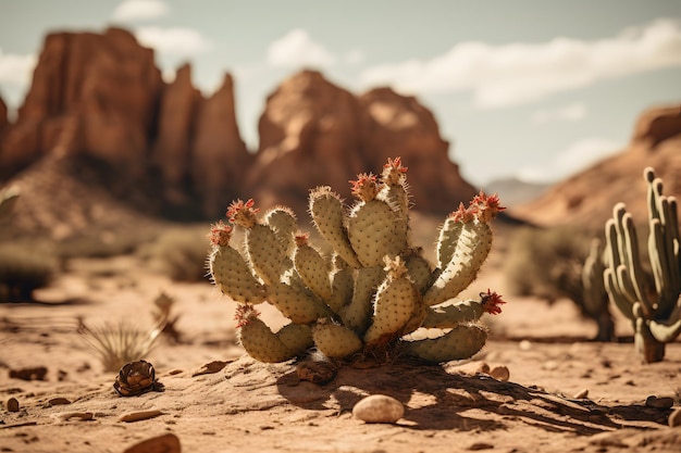 A desert and a cactus Hot summer weather