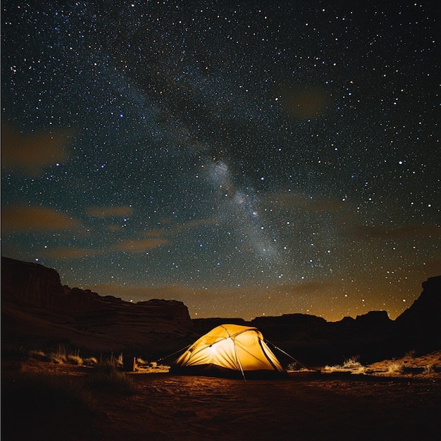 Photo desert camping experiences under starlit skies