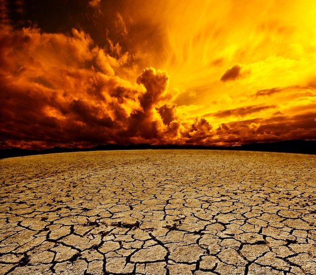 Desert and cloudy sky