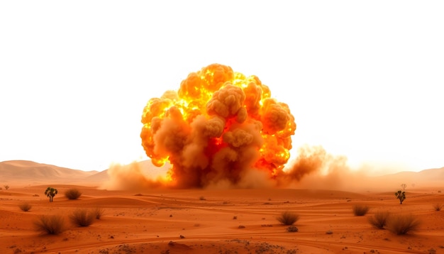 Photo desert explosion effect backdrop isolated with white highlights