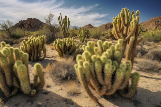 Desert full of unique and imposing cacti generative IA