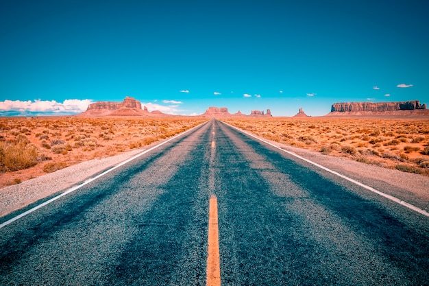 Desert highway leading into Monument Valley, Utah, USA