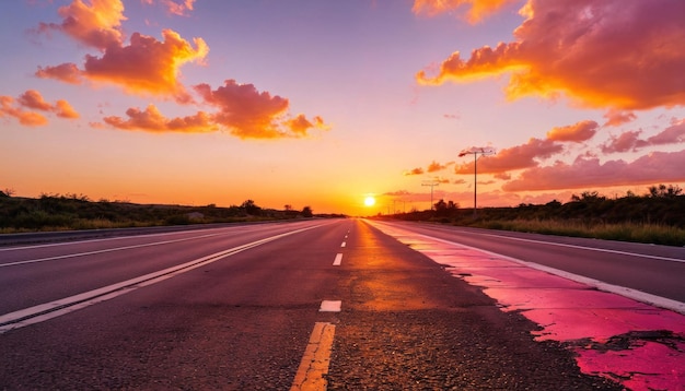 Desert Highway at Sunset