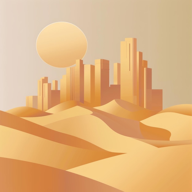 Desert landscape 3d vector illustration in paper cut style