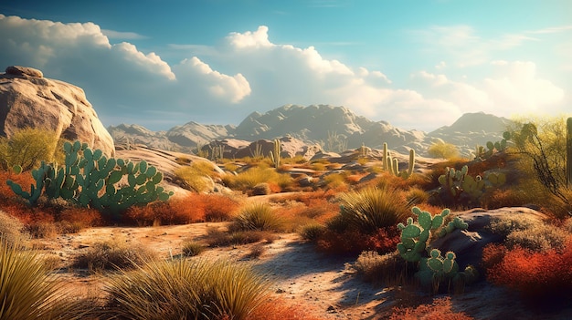 Desert landscape Bright color Generative Ai