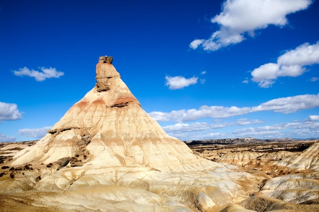 Desert landscape. Detail of mountain desert against the blue sky