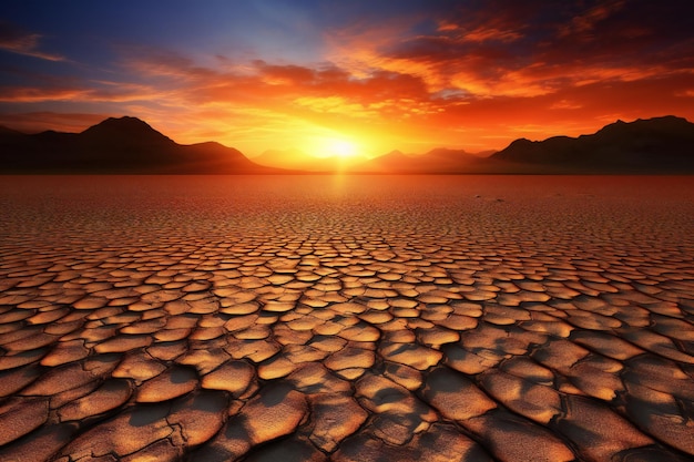 Desert landscape at sunset