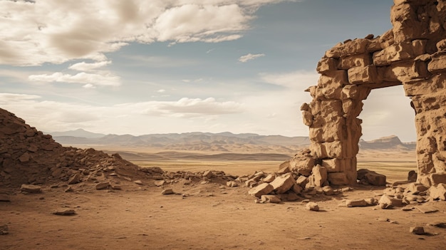 Photo desert landscape with ancient ruins