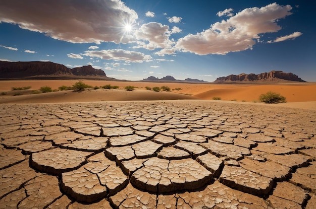 a desert landscape with a desert landscape and mountains in the background