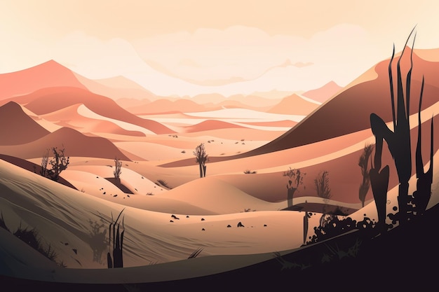 A desert landscape with a desert scene.