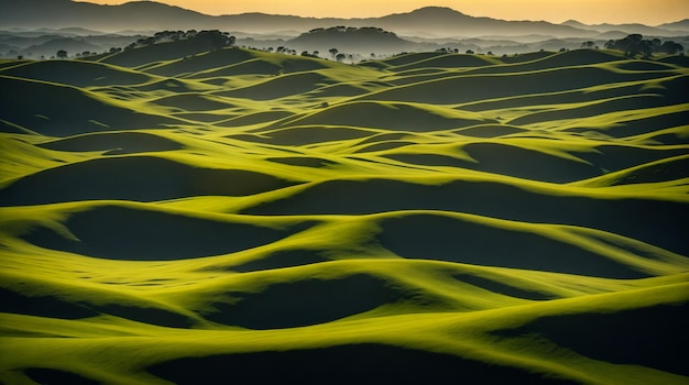 A desert landscape with a mountain in the background