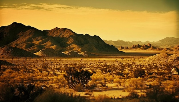 Desert landscape with mountains in the background