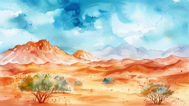 Desert Landscape With Mountains