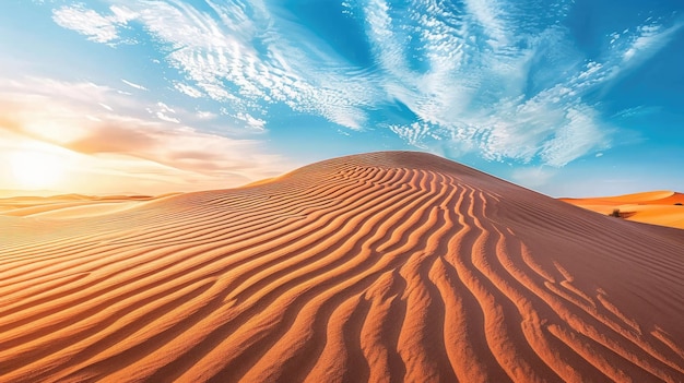 desert landscape with rippling sand dunes stretching to the horizon