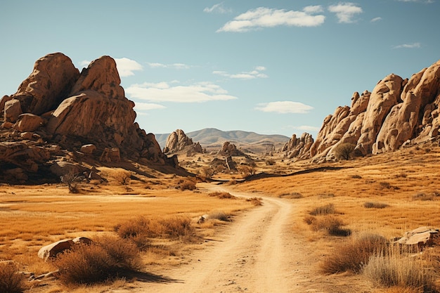 Desert landscape with rugged volcanic rock format