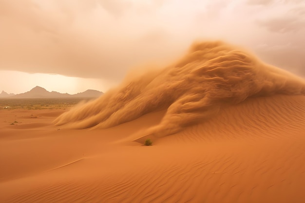 Desert landscape with a sandstorm