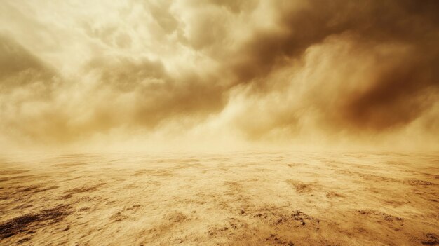 Photo a desert landscape with a stormy sky in the background