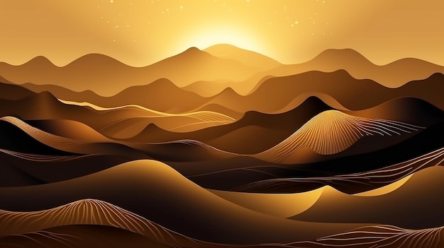 A desert landscape with a sunset in the background.