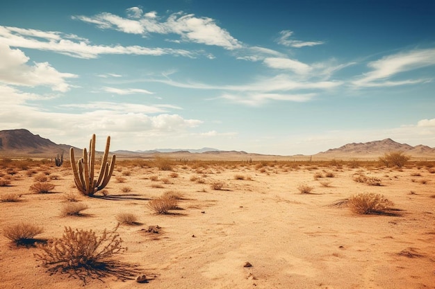 Desert Landscape with Vibrant Cactus Background