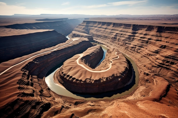 Photo desert landscape with a winding canyon