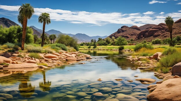 Desert Mirage A Dreamy Oasis Reflects in Still Water