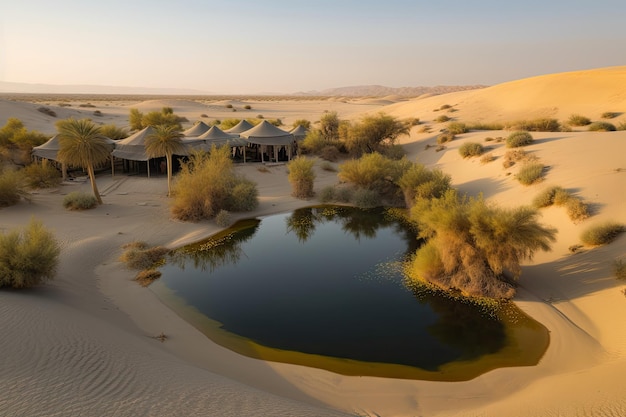 Desert mirage of a sparkling oasis in the middle of nowhere