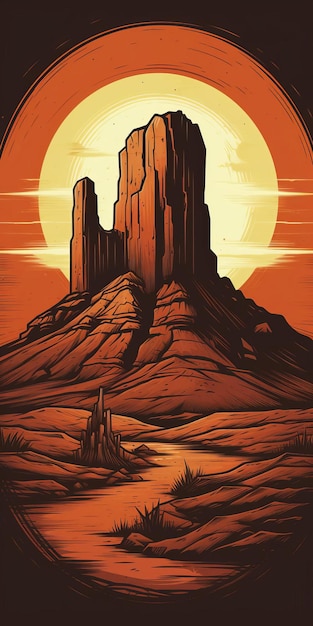 Desert Mound Emexinspired Vector Illustration