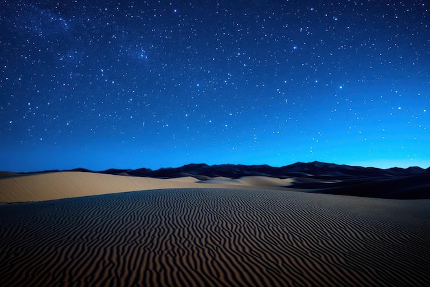 Photo desert night sky with stars and sand dunes landscape photography