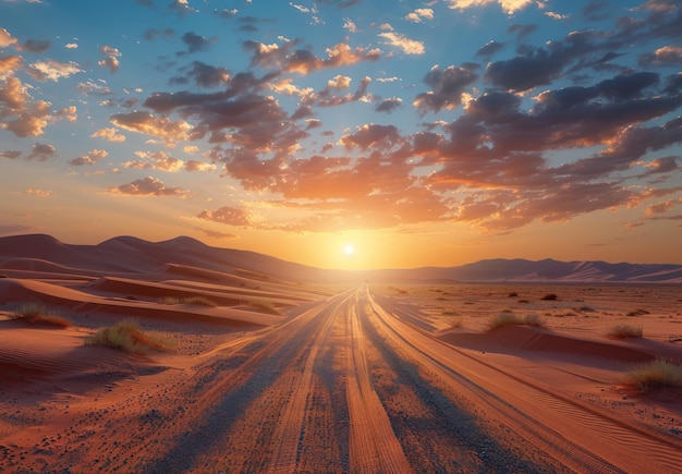 Desert Road at Sunset