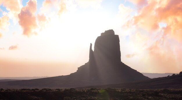 Desert rocky mountain american landscape morning sunny sunrise