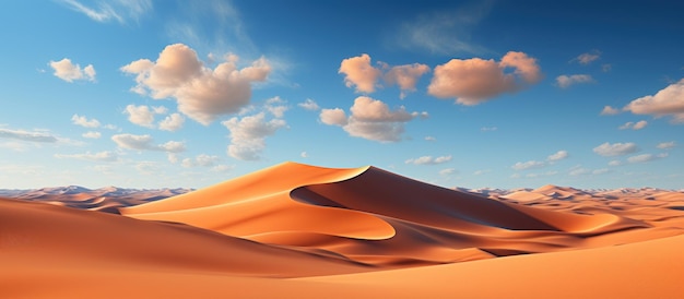 Desert sand dunes panorama at sunset