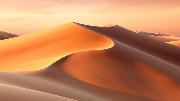 Desert sand dunes at sunset 3d render illustration