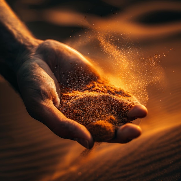 Desert sand in hand sand shortage global problems lack of natural resources time is running